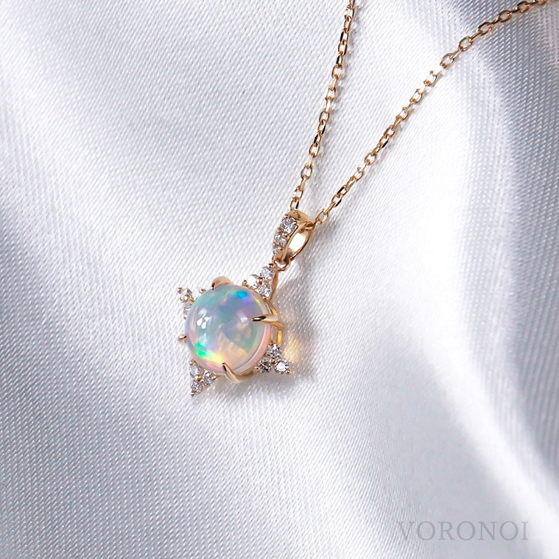 K18YG オパール カボションカット ダイヤモンドネックレス MINAMOセッティング VO0068PK18