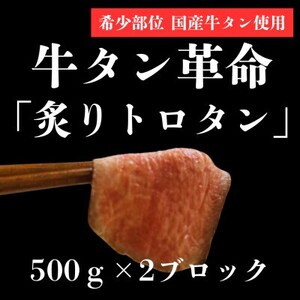 【牛タン革命!】炙りトロタン　希少・国産牛タン使用500g前後×2個　ブロック　約6～7人前【配送不可地域：離島】【1607874】