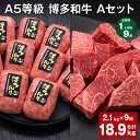 【ふるさと納税】【定期便】【1ヶ月毎9回】A5等級 博多和牛 Aセット 計18.9kg（2.1kg×9回） 博多和牛100%贅沢本格手ごねハンバーグ 【訳あり】博多和牛ヒレサイコロステーキ 牛肉 お肉 和牛 冷凍 国産 九州 福岡県 糸田町 送料無料