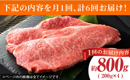 【6回定期便】あか牛サーロイン ステーキ用 約800g（約200g×4枚）【吉里精肉】 [ZEW052]