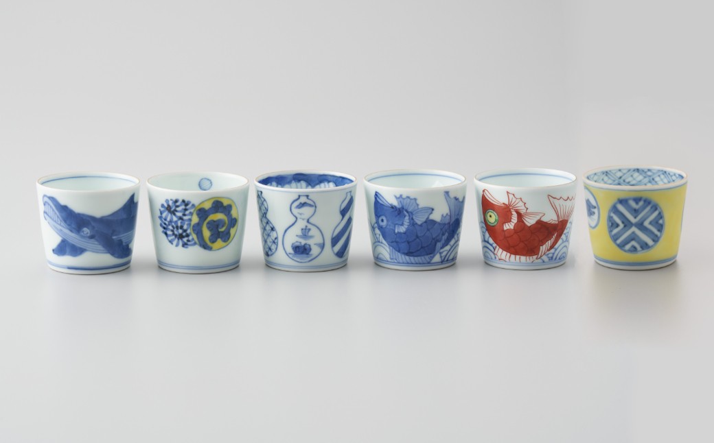 
                  【セット】有田焼　渓山窯　薄手ミニそば猪口(6個)Aセット
                