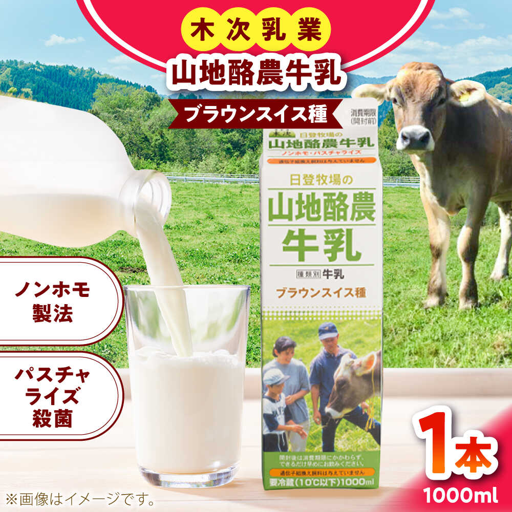 【ふるさと納税】山地酪農牛乳1000ml 牛乳 ミルク 乳製品 生乳 100% 濃厚 島根県雲南市/木次乳業有限会社[AIBH033]