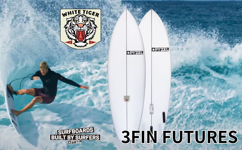 PYZEL SURFBOARDS WHITE TIGER 3FIN FUTURES サーフボード パイゼル サーフィン 藤沢市 江ノ島【Size：5'5"、 Width：19 3 /8"、Thickness： 2 1/2"、 Volume：29.50L】江の島