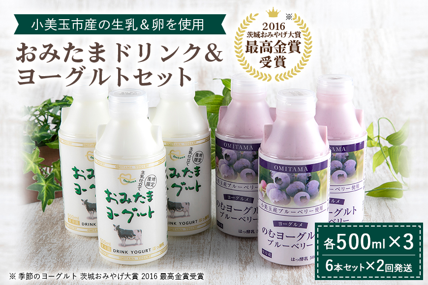 【2回定期便】 おみたまドリンクヨーグルトセット 500ml×6本×2回