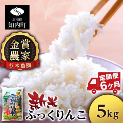 ふるさと納税 知内町 【令和7年産新米先行受付】【定期便6回】ふっくりんこ 5kg《杉本農園》