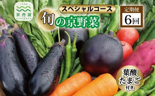 
                  【6回定期便】旬の京野菜　毎月お届けスペシャルコース（全6回）＆『葉酸たまご』10個入り×1パック×3回分付き 《野菜定期便 野菜詰め合わせ 野菜セット 京野菜 旬の野菜 新鮮野菜 有機野菜 減農薬 卵》 ※沖縄・その他離島は配送不可 [090KH001R]
                
