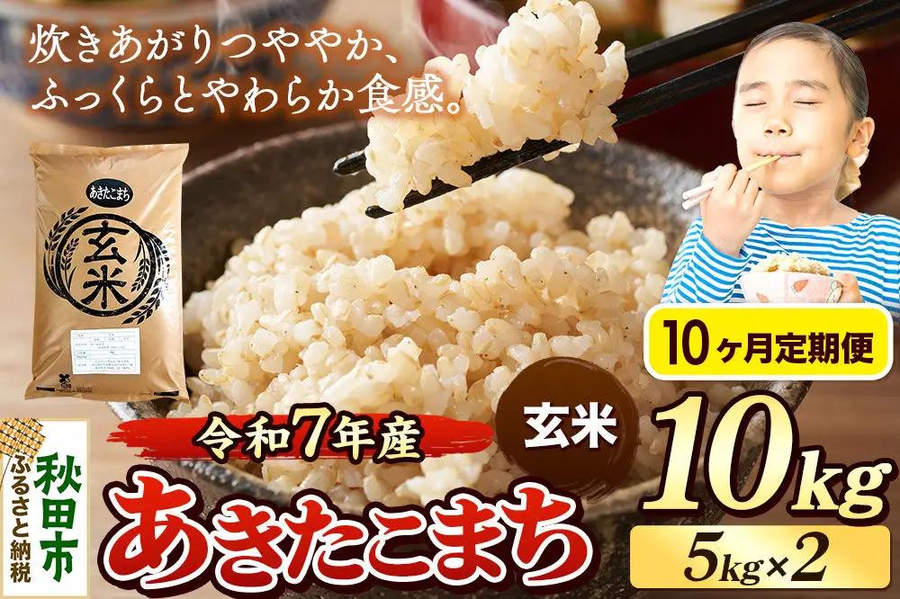 《令和7年産》《定期便10ヶ月》 米 あきたこまち 10kg（5kg×2袋） 【玄米】 秋田県産