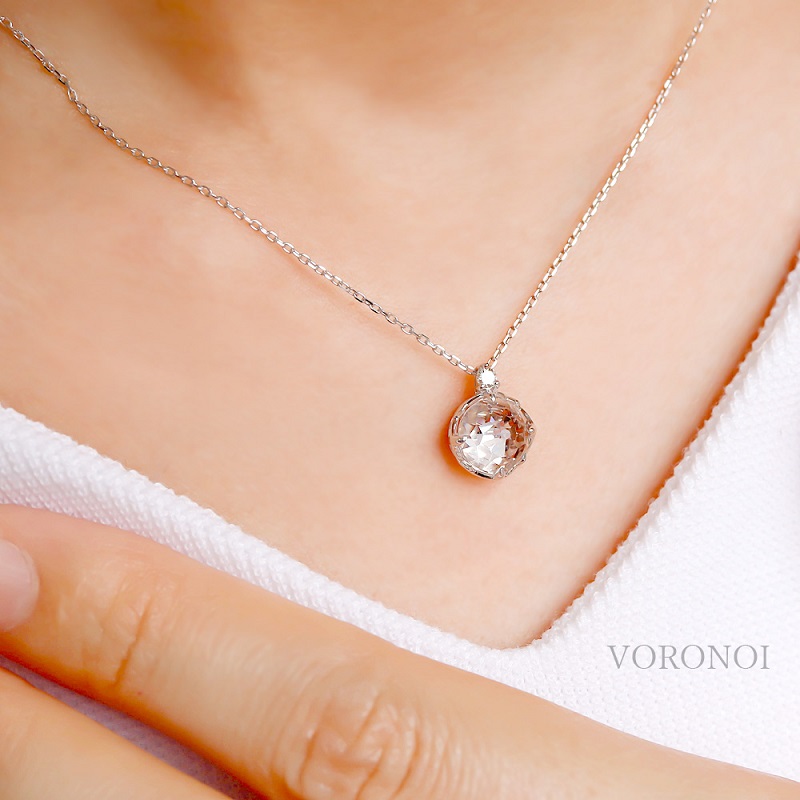 K10WG クリアクォーツ フラワーカット ダイヤモンドネックレス MINAMOセッティング VO0072PCQ
