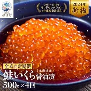 【毎月定期便】北海道産 鮭いくら油漬[500g]全4回【配送不可地域：離島】【4067242】