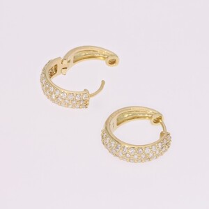 ピアス ダイヤモンド 1ct パヴェ 中折れピアス フープピアス EJ-100