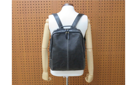 レトロリュック (No.4990-01) ブラック / 木和田 リュック リュックサック 2層式 仕分け収納 白化合皮 ポケット ペットボトルホルダー 高級 かばん カバン バッグ 鞄 手作り メンズ