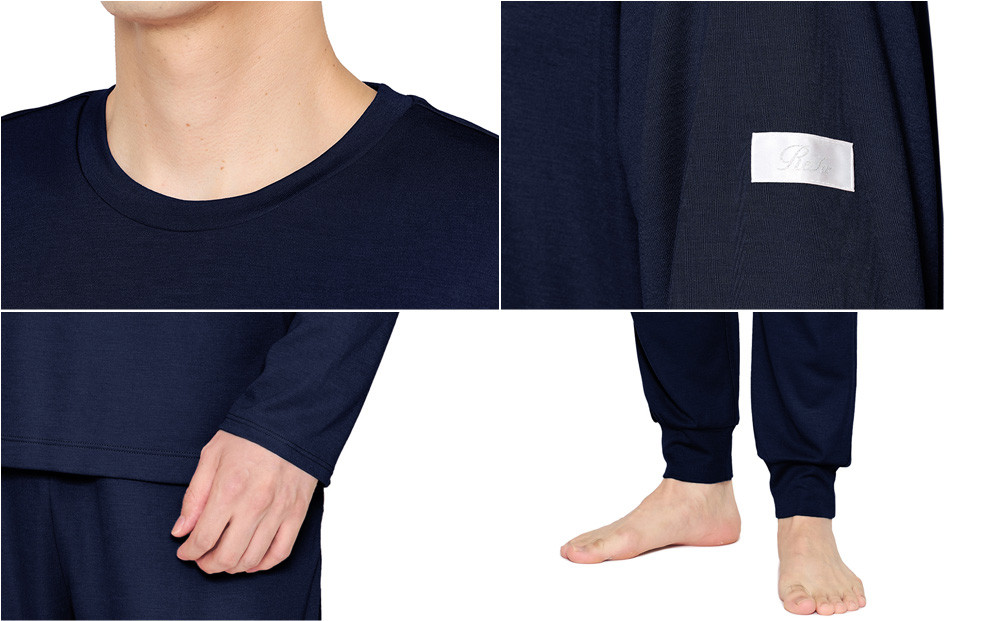 【ネイビー Mサイズ】リファ バイタルテック モイストスムース ロングスリーブプルオーバー/MEN