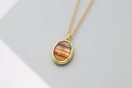 【1点もの】天然石アートシルバーペンダント (M) ＜IVXLCDM＞ メンズジュエリー ピクチャーメノウ P841-L-GD 50 A