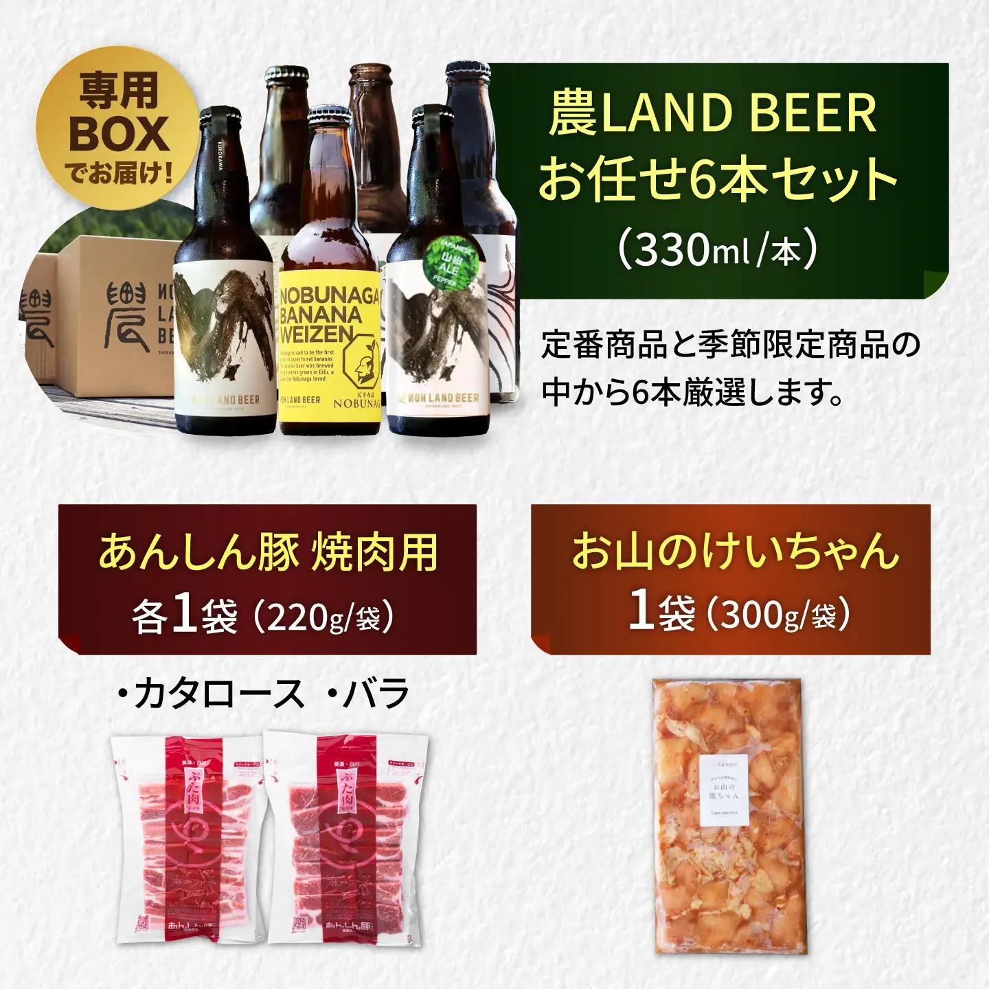 あんしん豚・鶏ちゃん 焼肉・BBQセット＆おまかせ農LANDBEERペアリングセット (2人用)Sunpo[AWBC031]