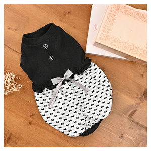 リボンバルーンモノトーンワンピース 小型犬ドッグウェア ケーブル×リボン柄 【ココアトワ(cocoAtoi)】 Ｓ