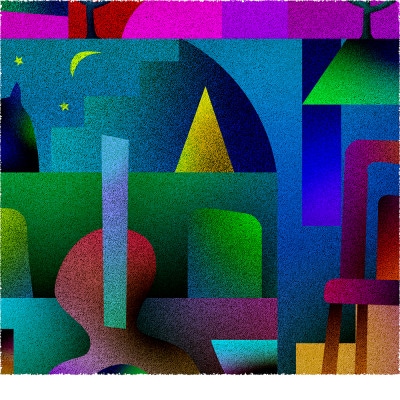 夜と猫 [しかくいえ]01【絵画】 額装サイズ266mmx266mm【1428559】