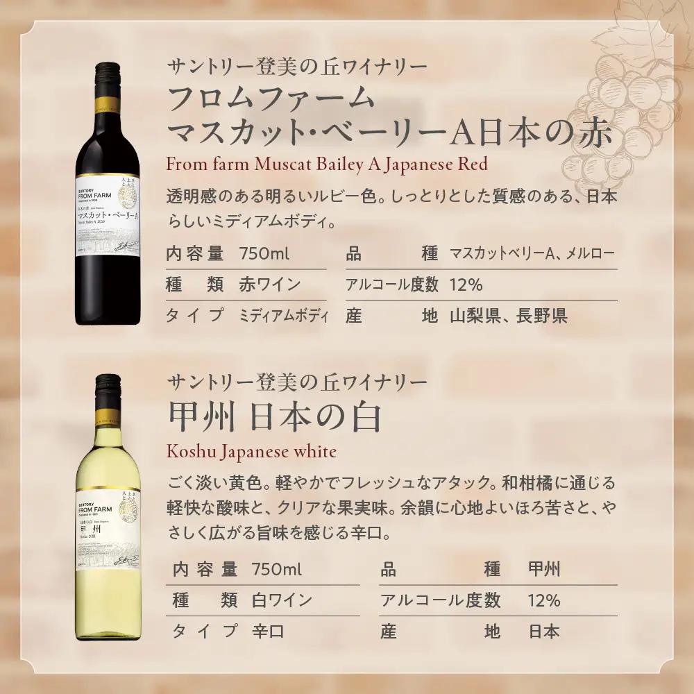 甲斐市産　たっぷり堪能！赤白ワイン12本セットワイン 家飲み 赤 白 日本ワイン 山梨ワイン 定番 テーブルワイン お酒 山梨 甲斐市 サントリー 甲州 飲み比べ 山梨県 甲斐市 AD-298