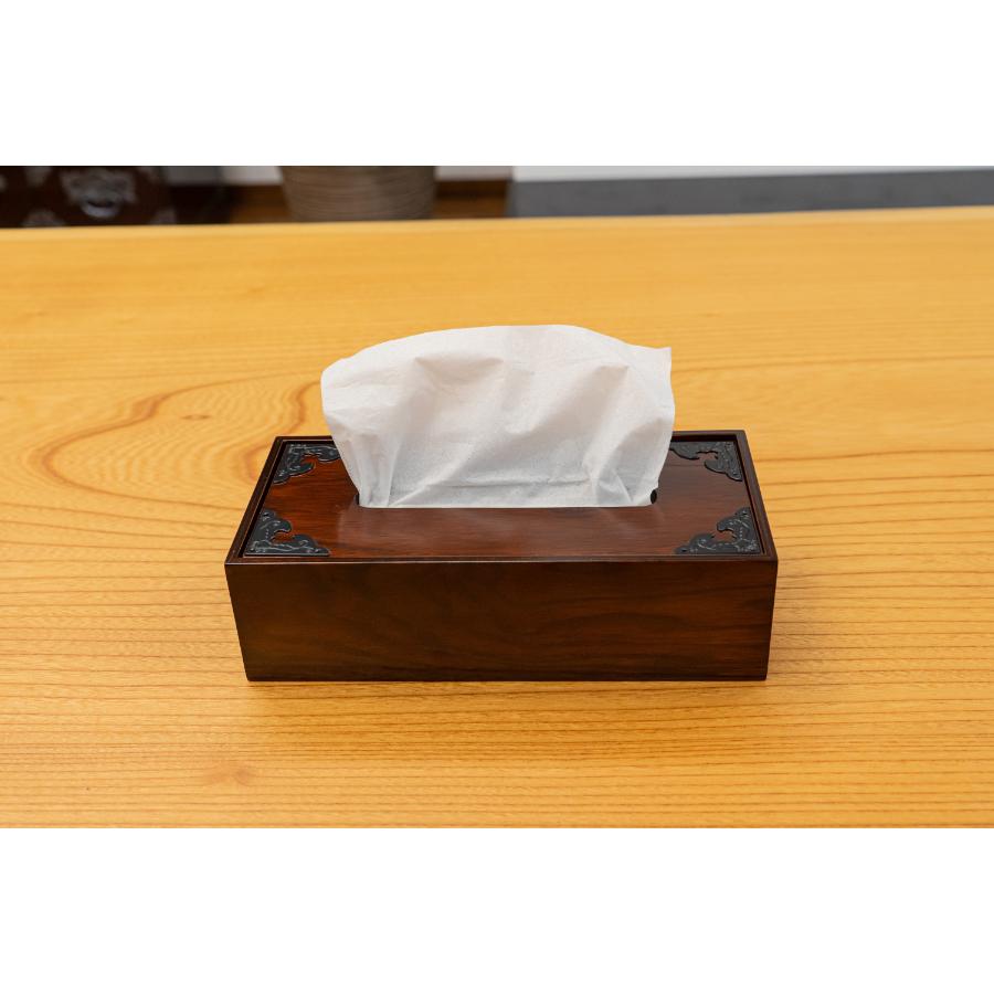 仙台箪笥　ティッシュボックス　拭き漆調　巾28.5×奥13.5×高8cm　0.4kg×１