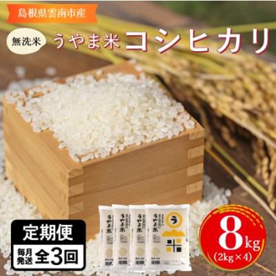 ふるさと納税 雲南市 【毎月定期便】【無洗米】神話の里/吉田町「うやま米」コシヒカリ 8kg(2kg×4)全3回