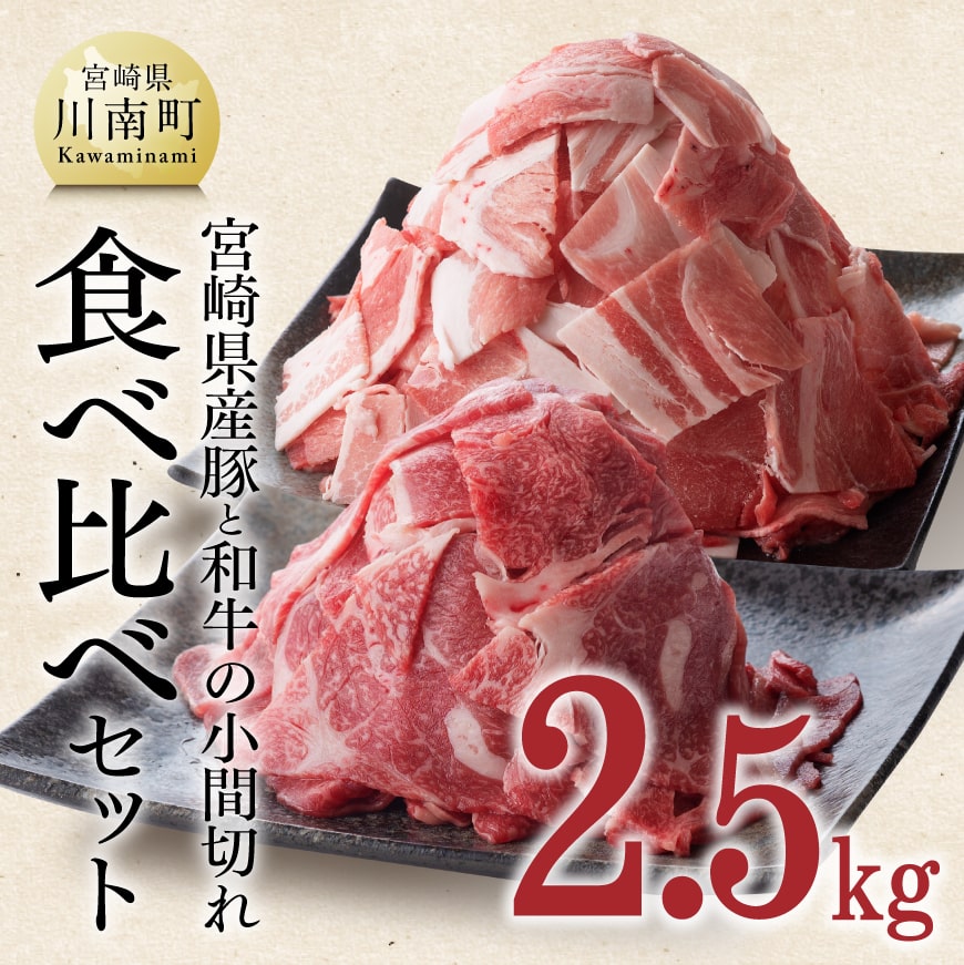 【宮崎県産】和牛と豚肉のこま切れ2.5kg　牛肉 豚肉[D00642]