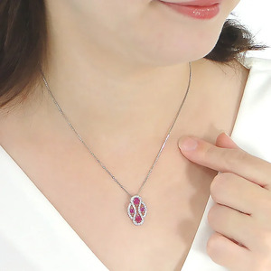 130-9-7 ネックレス PT900 プラチナ ルビー ダイヤモンド 計1.0ct ボリューム ドット もこもこ ペンダント【f245-pt】