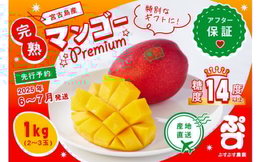 KY003 【ぷすぷす農園】宮古島産完熟マンゴープレミアム（贈答用／1キロ／農園直送）