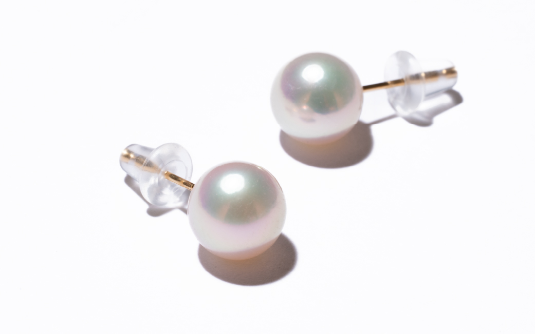 1455 アコヤ真珠 K18 ピアス 7.5mmup