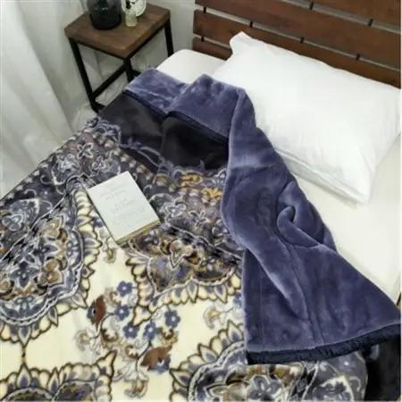 【シングルサイズ】吸湿発熱シルキータッチ2枚合わせ毛布 ブルー1枚 YO-4800-BL【1433610】