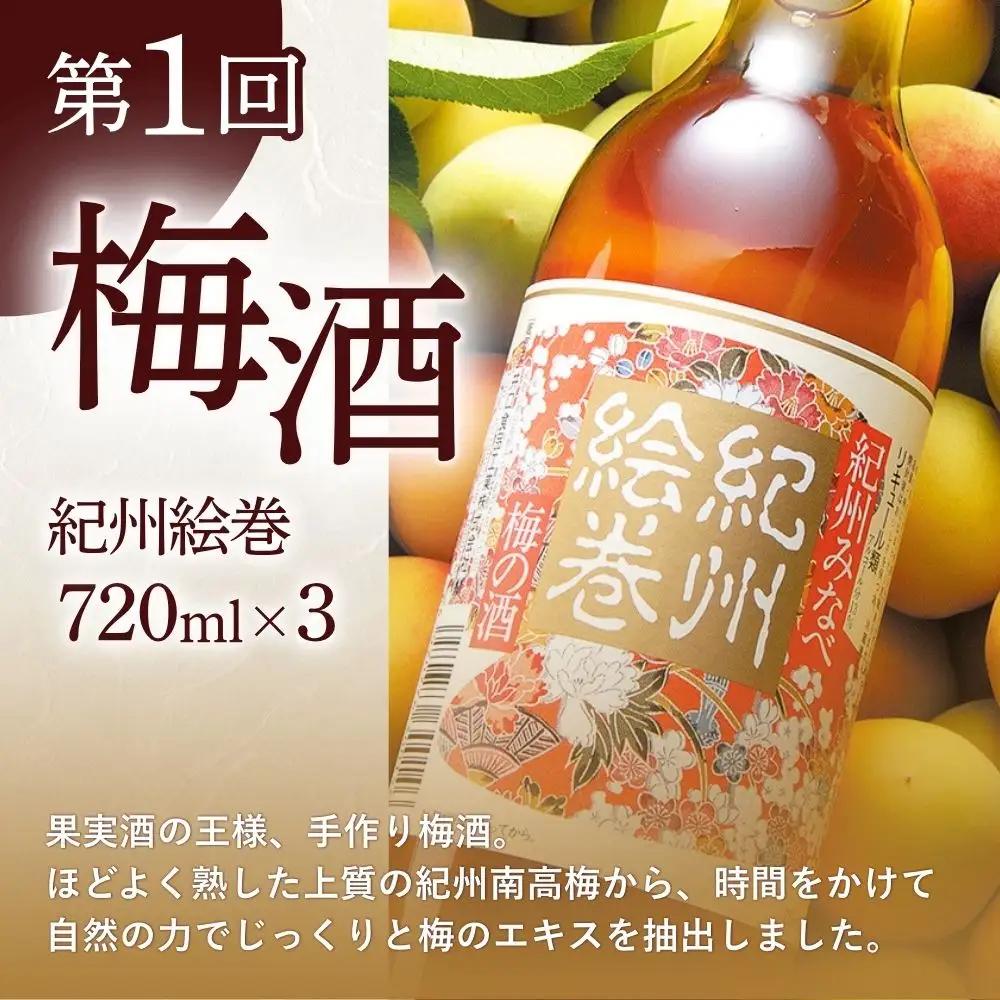 【定期便全3回】梅酒 梅干し 紀州南高梅 はちみつ梅 昆布包み梅 和歌山県みなべ町産 【umicbn-tkb001】