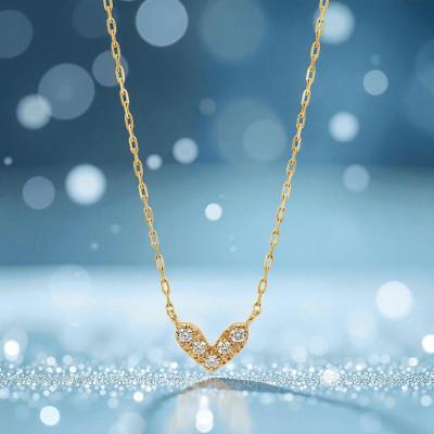 ふるさと納税 大津市 【18金イエローゴールド】大人可愛いハート ダイヤモンドネックレス 胸元に浮かぶ小さなエレガント |  | 03