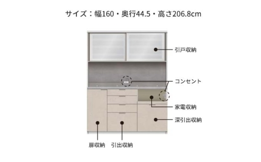 【シルキーナット】キッチンボード RUH-S1600R [No.1274] ／ 家具 インテリア 岐阜県