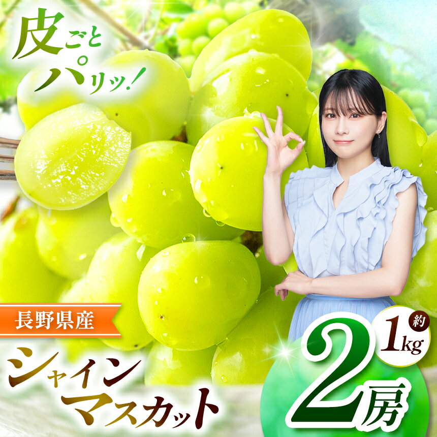 【ふるさと納税】 【2025年 先行予約】 シャインマスカット 2房 計 約 1kg | シャイン ぶどう 葡萄 ブドウ くだもの 果物 フルーツ マスカット しゃいん ますかっと 先行 先行予約 旬 塩尻市 長野 信州