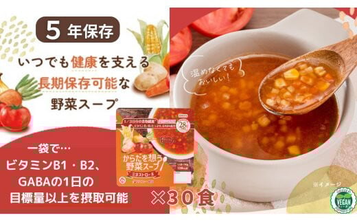 【からだを想う野菜スープ】ミネストローネ30食セット/レトルト/食物アレルギー対応/長期保存/防災食【3_6-019】