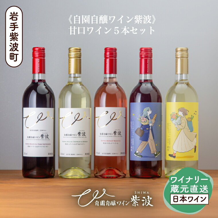 【ふるさと納税】 自園自醸ワイン紫波 甘口5本セット 甘口 セット 飲み比べ ワイン (AL109)
