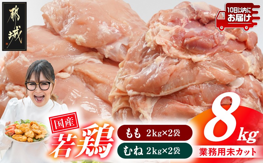 
                  【業務用】国産若鶏もも肉&むね肉8kgセット≪みやこんじょ特急便≫_AC-33-018-8kg-Q_(都城市) 鶏肉 国産若鶏 業務用 もも肉 むね肉 大容量
                