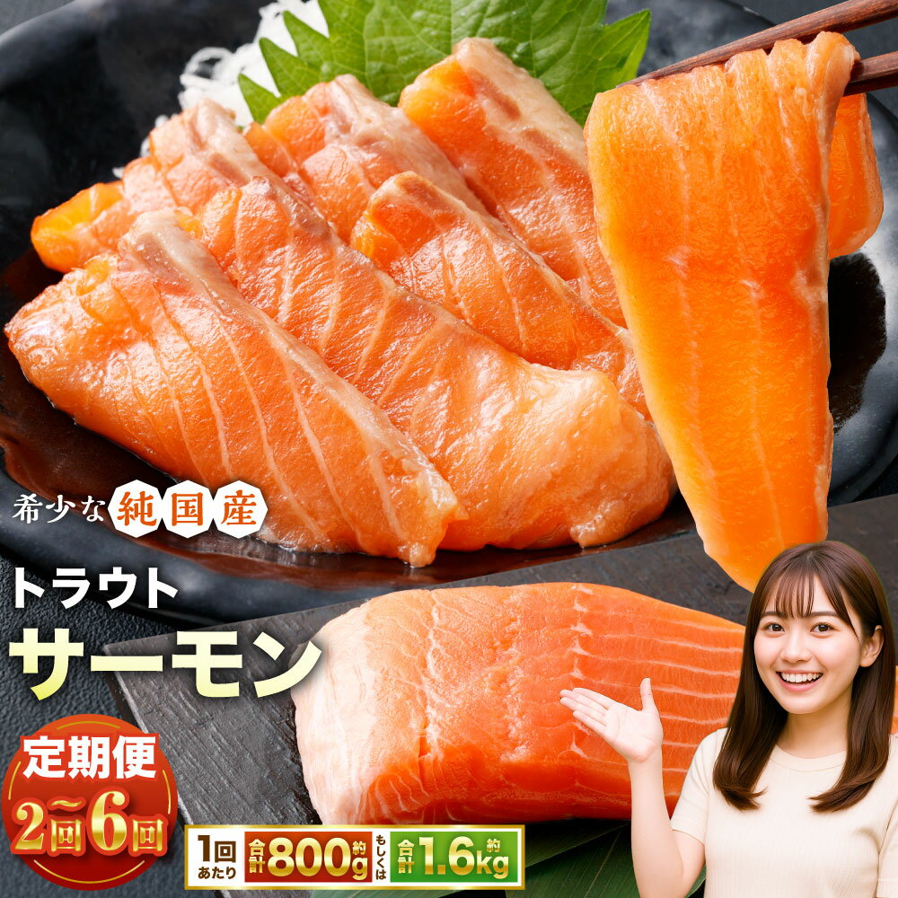 【ふるさと納税】 【選べる容量】 【選べる定期便】 国産 トラウトサーモン ＜約800g （約200g×4パック） ／ 約1.6kg （約200g×8パック）＞ （2回～6回） サーモン 鮭 さけ 魚 海鮮 魚介 小分け お取り寄せ 定期便 小樽市 北海道 冷凍 送料無料
