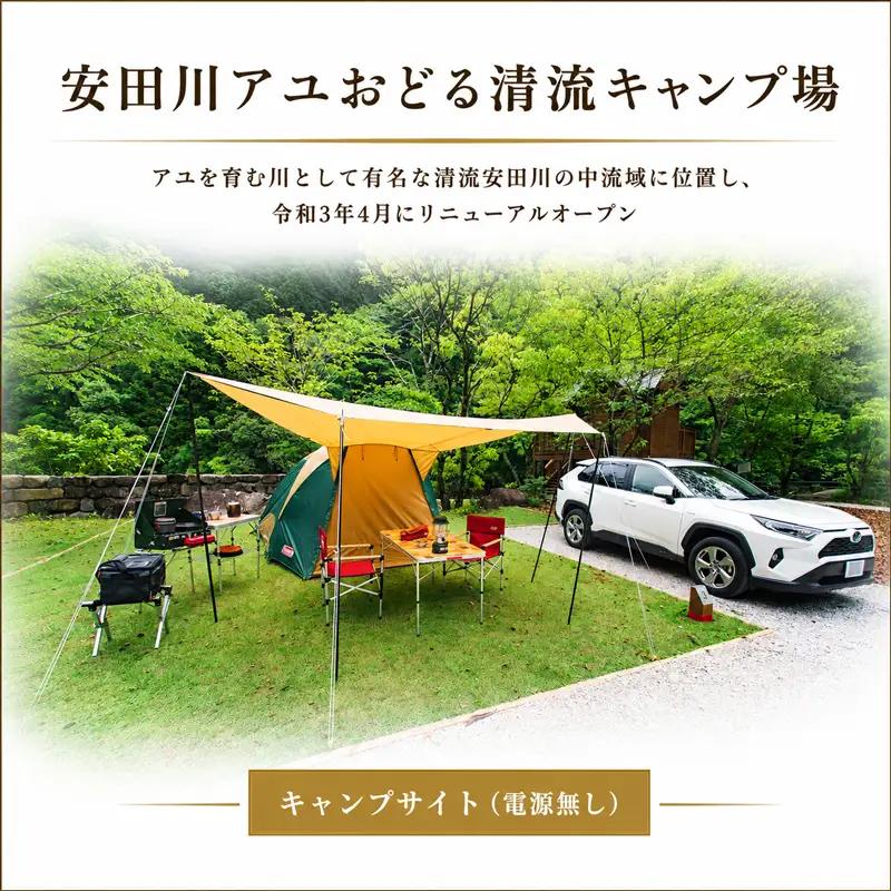 キャンプサイト 1泊 電源なし 安田川アユおどる清流キャンプ場 YC0003