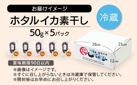 産地直送！ ホタルイカ 素干し 約250g（50g × 5パック）網元漁師が厳選！ 便利な小分け袋 【福井県 おつまみ 冷蔵】 [e15-a017]