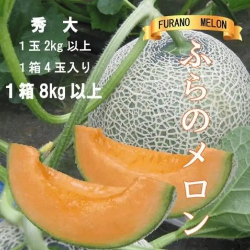 2026年夏発送【先行受付】 ふらのメロン 赤肉 秀大4玉［1玉2kg以上］計8kg以上 富良野メロン 赤肉 めろん 北海道 甘い 大きい 果物 フルーツ