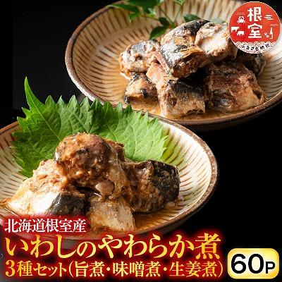 ふるさと納税 根室市 【北海道根室産】いわし煮付けセット(3種・各20P) F-09014