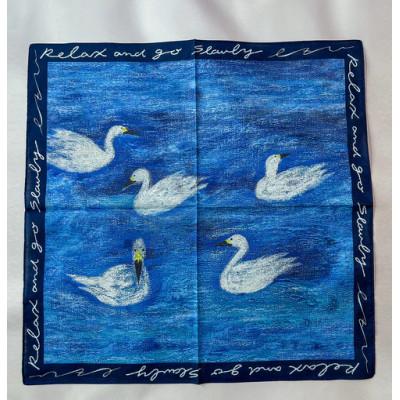 ふるさと納税 桐生市 【ezu】handkerchief /no.005◆コットン100%◆大判◆おしゃれ◆手描き