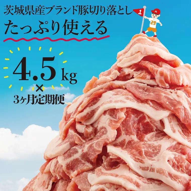 【数量限定】【3か月定期便】リピーター続出！茨城県産ブランド豚切り落とし計13.5kg(4.5kg×3回)肉 豚肉 切り落とし こま切れ 小分け 訳あり 真空 真空パック 冷凍 国産 茨城県産 産地直送 肩ロース ウデ モモ バラ 高評価 人気 内田本店 茨城県 水戸市（EC-105）