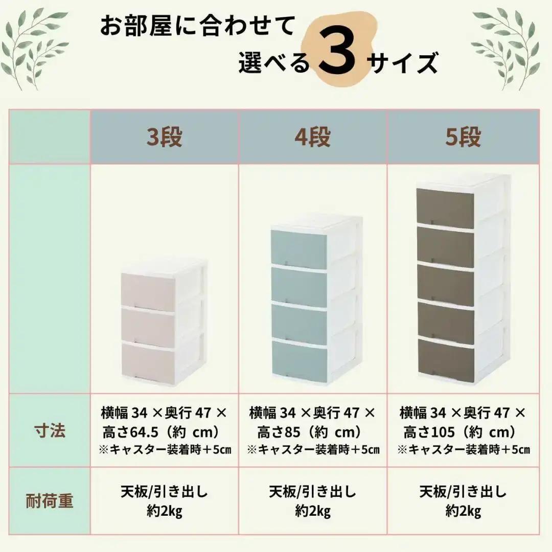 NEWLIFE スリム5段 モスブラウン 大容量チェスト 引き出し プラスチック 新生活 チェスト