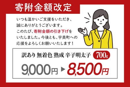 明太子 やまや 訳あり 切れ子 無着色 熟成 700g ★寄附額改定 明太子