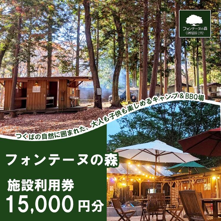 【ふるさと納税】キャンプ&バーベキュー 施設利用券 15,000円分 フォンテーヌの森 | キャンプ 宿泊 体験 体験型 バーベキュー アウトドア BBQ 夏休み GW 子供 家族 お出かけ 茨城県 つくば市