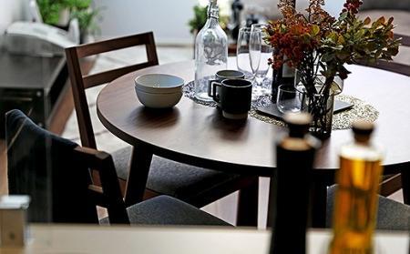 【開梱設置】高野木工 プレーン ラウンドダイニングテーブル120cm ウォールナット【10年保証】