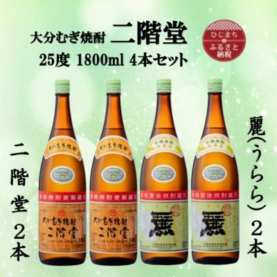 ふるさと納税 日出町 大分むぎ焼酎　二階堂2本と麗(うらら)2本25度(1800ml)4本セット