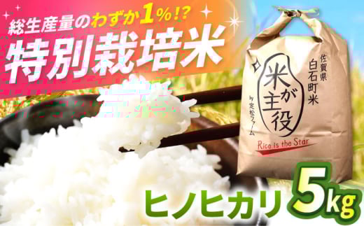 【先行予約】【令和7年産】こだわりの特別栽培米！ ヒノヒカリ 5kg 【定松ファーム】佐賀県産 白米 コメ こめ お米 白米 ひのひかり ヒノヒカリ 人気 高評価 九州 佐賀県 白石町 [IBV005]