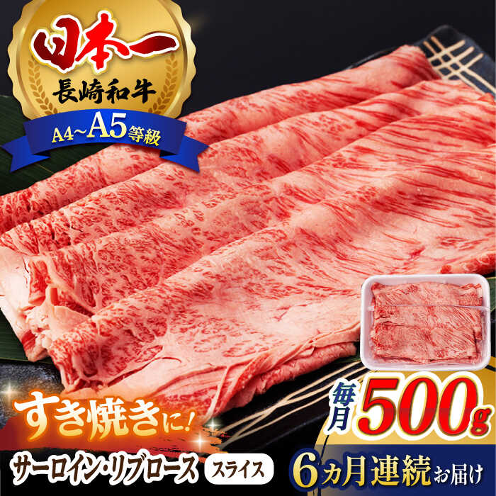【ふるさと納税】【全6回定期便】 リブロース サーロイン 500g 希少部位 長崎和牛 A4～A5ランク【肉のふじた】 [AG12] 肉 牛肉 サーロインステーキ ステーキ リブロースステーキ 焼肉 定期便