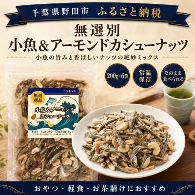 ふるさと納税 野田市 小魚とアーモンド・カシューナッツの200g×6袋セット
